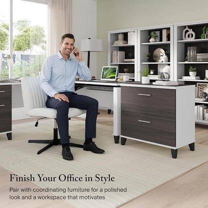 Bush Home 2 Drawer Lateral File Cabinet, Letter and Legal-Size Document Storage for Home or Professional Office, Somerset Collection, White and Storm Gray