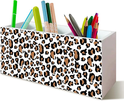 Leopard Print Pen Pencil Holder Organizer for Desk, Leopard Print Girly Office Room Home Decor, Preppy Cheetah Makeup Brush Toothbrush Holder Organizer for Bathroom Desk Accessories