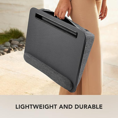 HUANUO Laptop Lap Desk - Portable Lap Desk with Pillow Cushion, Fits up to 15.6 inch Laptop, with Anti-Slip Strip & Storage Function for Home Office Students Use as Computer Laptop Stand - Grey