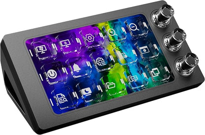 ActionRing Stream controller deck for PC Work and Live streamers,Macro Pad for video and image editing,World's First-Ever Transparent Magnetic Stream Dock(Black)
