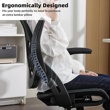 Ergonomic Office Chair, Comfy Computer Desk Chair with Adjustable Lumbar Support,Tilt Function, Comfy Wide Seat, Swivel Executive Computer Desk Chairs for Company and Home
