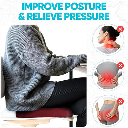 FORTEM Seat Cushion, Office Chair Cushion, Memory Foam Car Seat Cushions, Sciatica Coccyx Tailbone Pain Relief, Chair Cushions for Back Support, Sitting Pad for Gaming, Washable Cover, Non Slip, XL