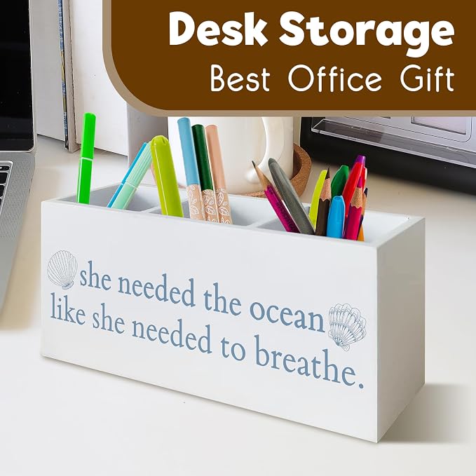 Coastal Ocean Beach Pencil Holder, Desk Organizer Accessories, Cute Girly Decor for Dorm Office Living Room Coastal Bathroom