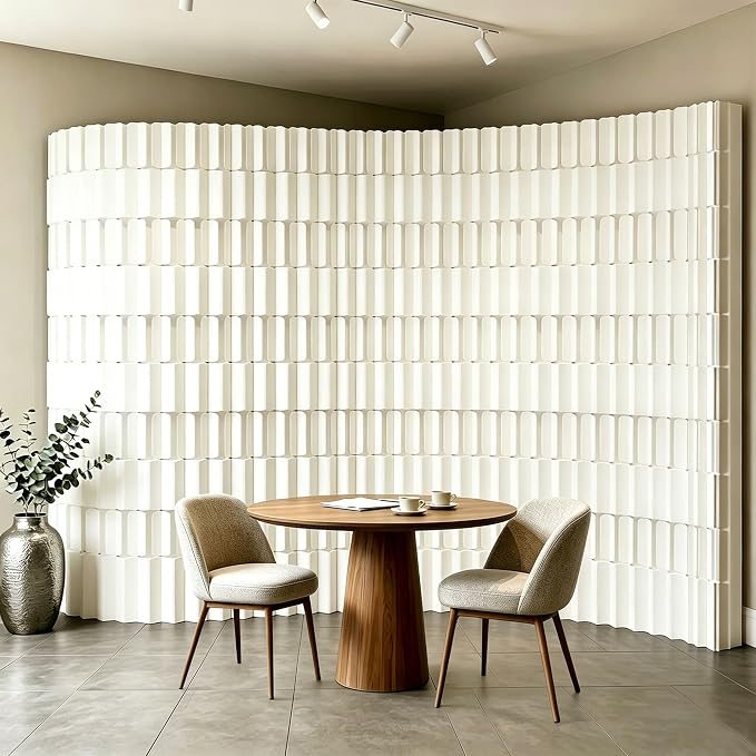 Modern Folding Room Divider for Space Separation, 5.2ft Tall Honeycomb Accordion Privacy Screen, Kraft Paper Portable Freestanding Partition Wall, No Drilling (Style-C, L196.8 x H86.6 Inch)