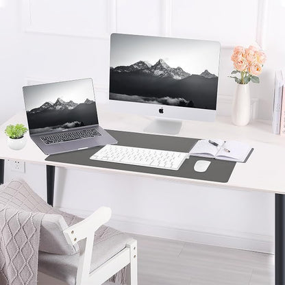 AFIING Cork Desk Mat, Dark Grey, 35.4" x 17",Desk pad Protector | Dual-Sided Cork & PU Leather, Large Mouse Pad, Non-Slip & Waterproof