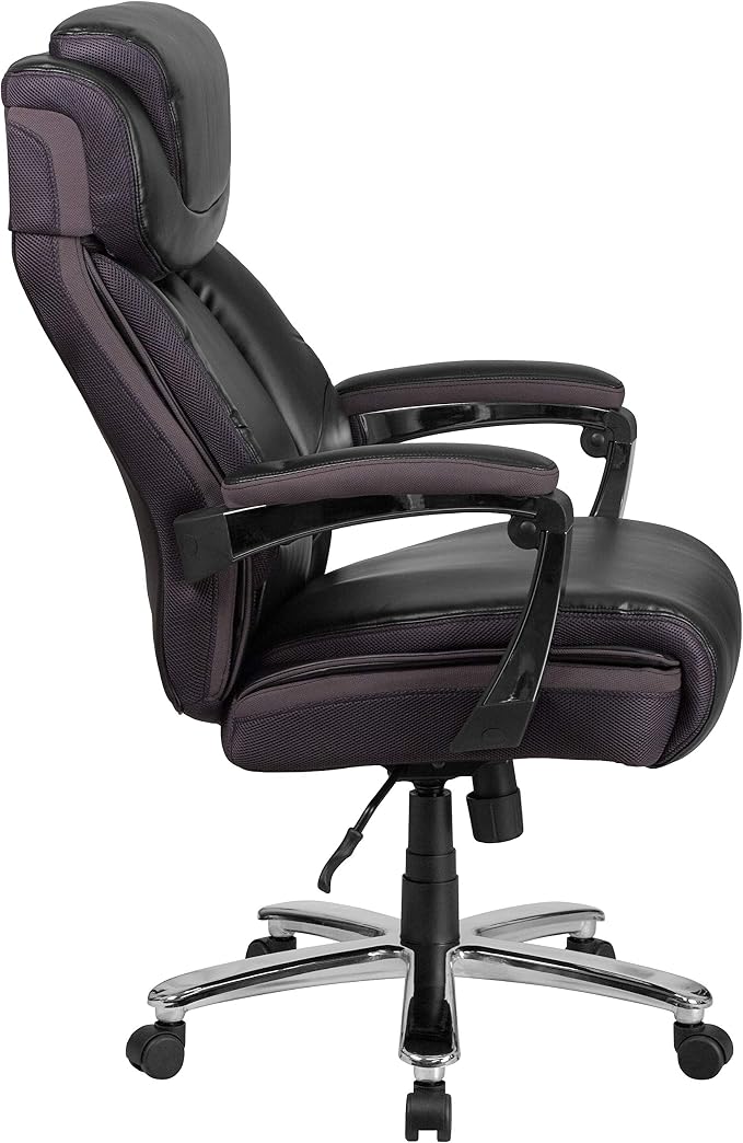 EMMA + OLIVER Hercules Series Big & Tall 500 lb. Rated Black LeatherSoft Executive Swivel Ergonomic Office Chair with Adjustable Headrest