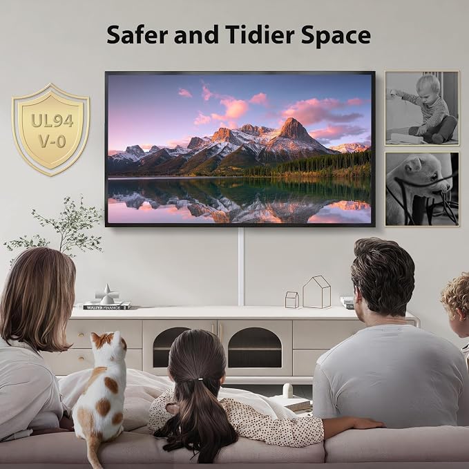 66in (4X L16.5in) Large Wire Hiders for TV on Wall for 3-4 Cords - ZhiYo PVC Cable Cover Kit with Pre-Applied Adhesive Tape, Ideal for Wall Mounted TVs Home Office, W1.2in x H0.7in Black