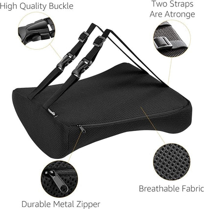 Amazon Basics Comfortable Seat Cushion & Lumbar Support for Office Chairs, Memory Foam with Cooling Gel, Non-Slip, Black