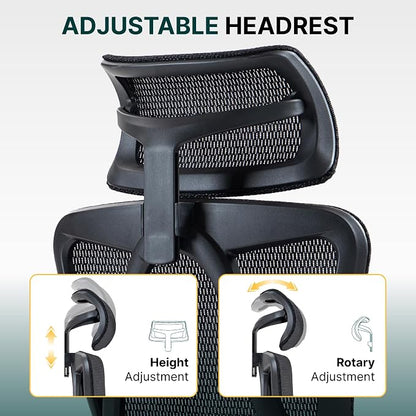 Ergonomic Mesh Office Chair, 3D Adjustable Armrests Desk Chair with 360° Swivel Silent Casters, 90°-120° Reclining Backrest Adjustable Gaming Chair for Home Office