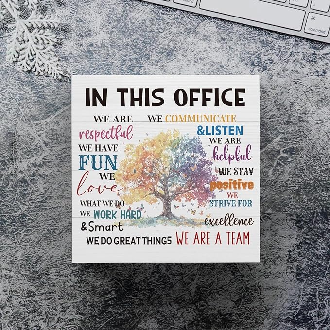 mmiishe Encouragement Gifts for Coworkers Desk Decor Office Accessories | Cheer Up Gifts for Women Coworkers Mentor Team Mental Health Decor for Office Wooden Box Sign Birthday Gift 5 x 5 Inches