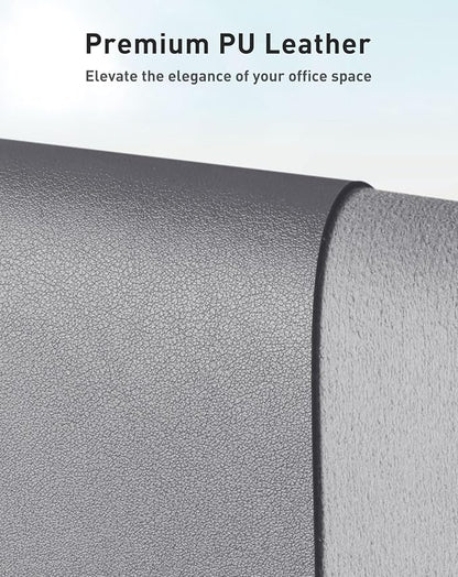 Aothia Faux Leather Desk Mat - Large Mouse Pad, Non-Slip PU Leather Blotter, Waterproof Writing Surface for Office and Home (Light Grey, 42" x 17")