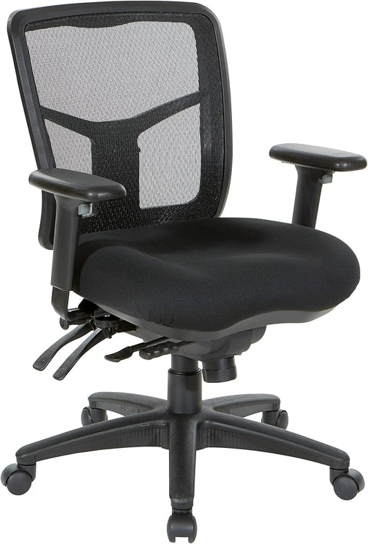 Office Star ProGrid Breathable Mesh Manager's Office Chair with Adjustable Seat Height, Multi-Function Tilt Control and Seat Slider, Mid Back, Coal FreeFlex Fabric