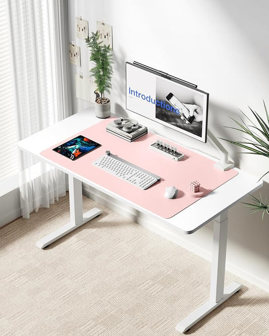 YSAGi Leather Desk Protector, Office Mat, Large Mouse Mat, Non-Slip PU Leather Blotter, Laptop Desk Mat, Waterproof Writing Pad for Office and Home(Light Pink, 40" x 24")
