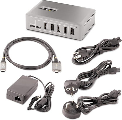 StarTech.com 10-Port USB-C Hub - 8X USB-A/2x USB-C - Self-Powered w/65W Power Supply - USB 3.1 10Gbps - Desktop/Laptop USB Hub w/USB-IF Certified 3ft Locking Cable, USB C Splitter, TAA