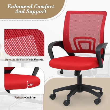 Office Chair Ergonomic - Mesh Desk Chair with Lumbar Support & Wide Seat (300Lbs Capacity) Adjustable Height, Swivel Wheels - for Home Office, Gaming, Bedroom