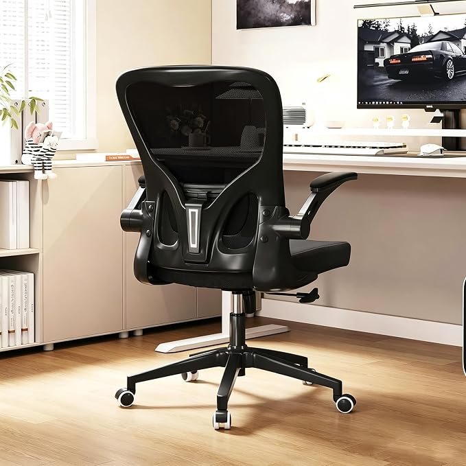 Ergonomic Office Chair, High-Back Mesh Computer Desk Chair with Adjustable Height, Lumbar Support, Flip-Up Armrests,and Swivel Rolling Design for Home and Office Use