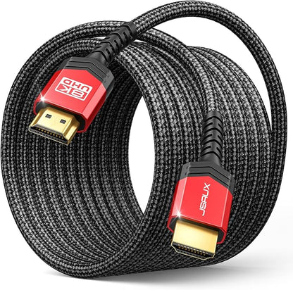 JSAUX 10K Long HDMI Cable 25FT 48Gbps 8K & 4K HDMI2.1 Ultra High Speed Cord (8K@60Hz 7680x4320, 4K@120Hz) eARC HDR10 HDCP 2.2 & 2.3 3D, Compatible with PS5/PS4/X-Box/Roku TV/Blu-ray/LG/Samsung QLED