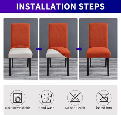 Stretch Chair Covers for Dining Room Set of 8, Removable Washable Dining Room Chair Covers, Dining Chair Slipcovers Seat Protector, Great Decor for Home and Banquet (Pureed Pumpkin, 8 Pack)