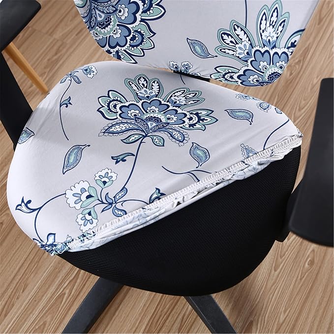 Jinzio Computer Office Chair Cover - Split Protective & Stretchable Cloth Polyester Universal Desk Task Chair Chair Covers Stretch Rotating Chair Slipcover (Light Grey Mimosa)