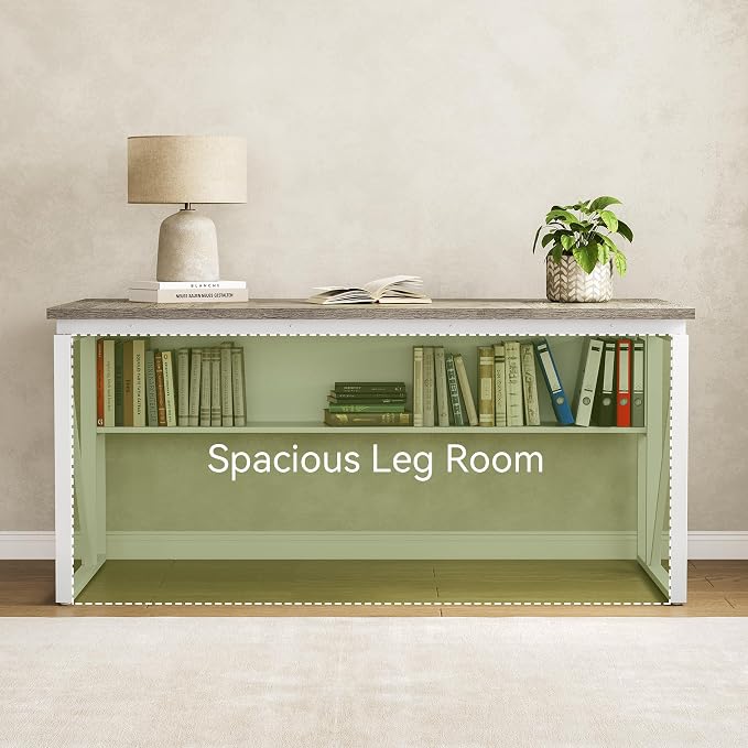 LITTLE TREE 63-Inch Office Desk with 31.5-Inch Lateral File Cabinet, Study Writing Desk Computer Desk for Home Office