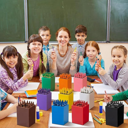 Ctosree 12 Pack Crayon Holder for Classroom Back to School Supplies Rainbow Colors Pencil Holder Acrylic Crayon Organizer for Supplies Gifts Student Desk Organizer