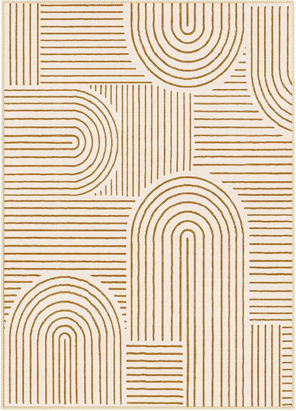 Lahome Abstract 10x14 Area Rugs for Living Room Bedroom, Soft Large Washable Rugs, Ultra-Thin Non-Slip Modern Dining Room Rug Non-Shedding Accent Carpet for Office Darrell, Orange