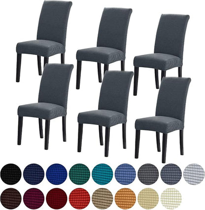 Stretch Chair Covers for Dining Room Set of 6, Removable Washable Dining Room Chair Covers, Dining Chair Slipcovers Seat Protector, Great Home Decor and Banquet Upholstery (Gray, 6 Pack)