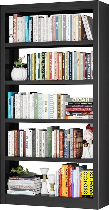 VASAAOSD Metal Bookshelf - Adjustable Black Bookcase, 5 Tier Book Shelf, Heavy Duty Sturdy Book Case, Modern Bookshelves and Bookcases for Home Office, Living Room, Bedroom, Library(69" H)