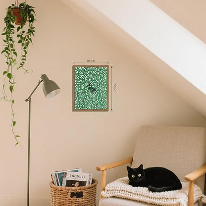 Framed Floral Black Cat Canvas Wall Art, Cute Black Cat in Daisy Field Painting, Animal Poster Print, Modern Home Aesthetic Wall Decor, Flowers Canvas Artwork for Bedroom Living Room 8x10 inch