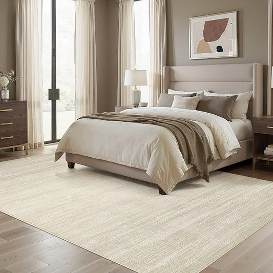 UERMEI 5x7 Washable Area Rug - Neutral Modern Abstract Living Room Rugs, Non-Slip Soft Large Indoor Floor Carpet for Bedroom Home Office & Under Dining Table Decor, Brown/Beige