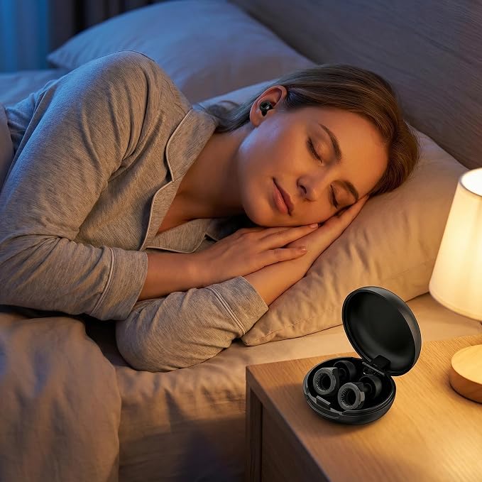 Ear Plugs for Noise Reduction – Reusable Silicone Earplugs with Filter Technology for Sleeping, Travel, Focus, Concerts & Motorcycling Ear Plug +8Tip (Ring-Black)
