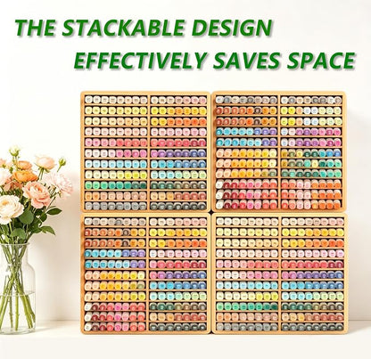 Bamboo Marker Organizer,Wooden Desktop Marker Storage,Art Supply Pencil Storage with 22 Compartments,Pen Holder for Office,Home,Classroom,Hold 176 Markers