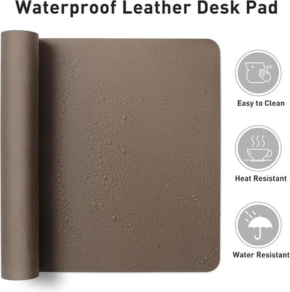 Aothia Leather Desk Pad Protector, Office Desk Mat, Large Mouse Pad, Non-Slip PU Leather Desk Blotter, Laptop Desk Pad, Waterproof Desk Writing Pad for Office and Home (48"x17", Coffee)