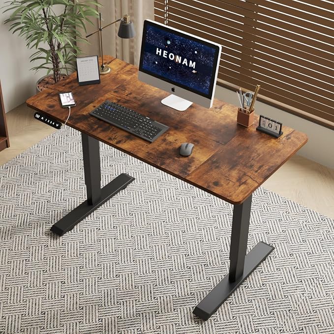 48 Inch Electric Standing Desk with USB Charging Port, Height Adjustable Sit Stand Desk with Memory Presets, Spacious Desktop and Sturdy Metal Frame for Home Office