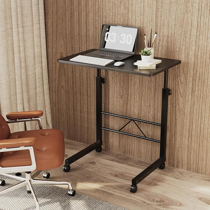 VINGLI Computer Workstation, Standing Desk Adjustable Height, Small Computer Desk w/Rolling, Sit Stand Laptop Desk TV Tray Computer Workstation for Bed Sofa Hospital Reading Eating, 23.6", Black