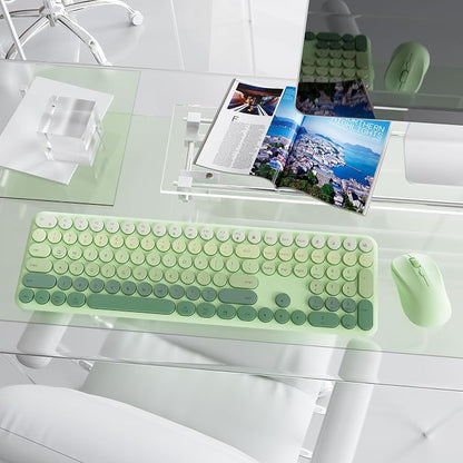 Wireless Keyboard and Mouse Combo, 2.4GHz USB Plug-and-Play, 110-key Design, Full-Size Ultra-Thin Silent Keyboard, Compatible with laptops/desktops/PCs (Gradient Cyan)