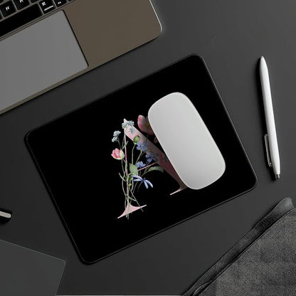 Mouse Pad Pinks Flowers Initial Letters Mousepad Desktop Laptop Computer Accessories Home Office Gaming Work Desk Computer Non-Slip Rubber Monogram Floral Alphabet A-Z mousepad (A)
