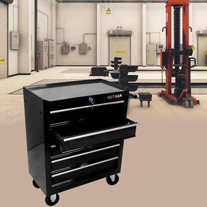 RYH 5Drawers Rolling Tool Chest & Tool Box on Wheels | Heavy Duty Metal Cart with Ball Bearing Drawers | Fits US General Tool Box for Garage Storage (Black, 5 Drawers（29.9" H × 24.2" W × 12.9" D)