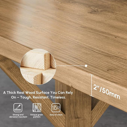 homary 70.9" Solid Wood Executive Desk, Rustic Farmhouse Home Office Desk with X-Trestle Base, Large Writing & Computer Table for Home Office, Study or Dining Space
