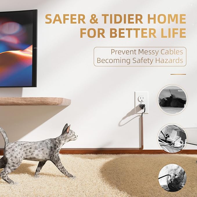 Delamu Cord Hider, 85in Cord Covers for 2-3 Wires on Wall, Self-Adhesive Cable Hider, PVC Wire Hiders Wire Covers for TV Cords on Wall, Easy Mount Cable Cover Raceway Kit, W0.95 H0.55in, Cherrywood