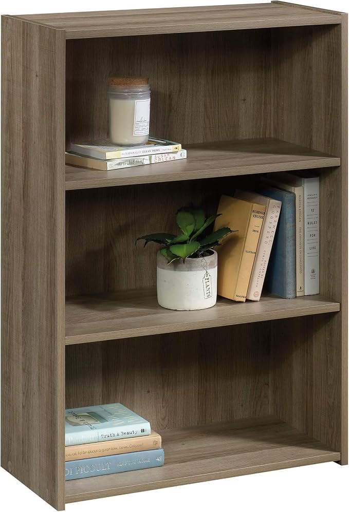 Sauder Beginnings 3-Shelf Bookcase, Bookshelf with Adjustable Storage Shelves, in Summer Oak