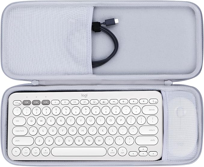 Lebakort Hard Carry Case Compatible with Logitech Pebble Keys 2 Combo K380s K380 Keyboard + M350 Pebble Mouse Combo (Off White Case)