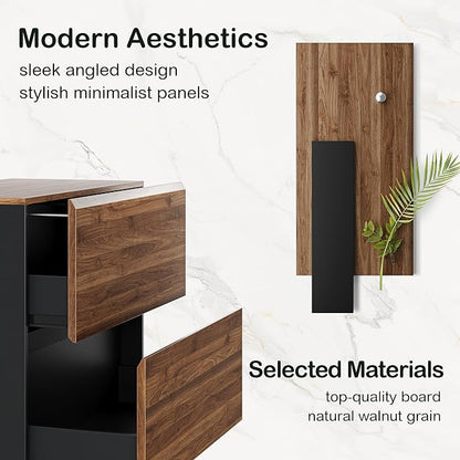 ModernMate 2 Drawer Lateral File Cabinet, 31w*28h Wood Filing Cabinet with Anti-tilt Mechanism, Home Office Storage Filing for Letter, A4 & Legal Size, Black Walnut