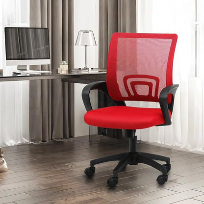 Office Chair Ergonomic - Mesh Desk Chair with Lumbar Support & Wide Seat (300Lbs Capacity) Adjustable Height, Swivel Wheels - for Home Office, Gaming, Bedroom