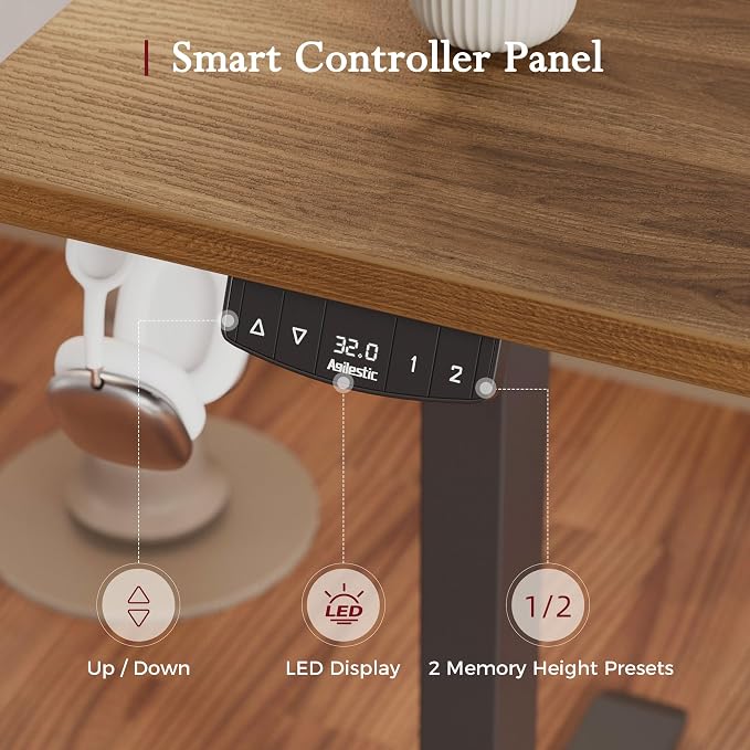 Klicelor L Shaped Standing Desk, 63 Inch Electric Height Adjustable Desk with Memory Preset, Reversible Sit Stand Up Computer Workstation for Home Office, Splice Board, Dark Walnut