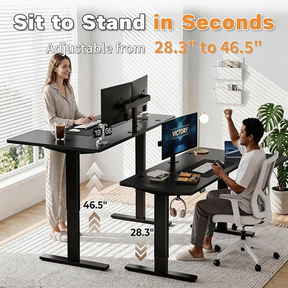 Realbear 63 Inch Electric L Shaped Standing Desk, Height Adjustable Standing Corner Desk with 3 Memory Presets, Ergonomic Workstation Office Desk for Home/Office (Black, 63 Inch)