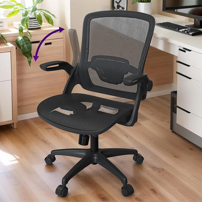 Modern Mesh Seat Home Office Computer Desk Chair with Swivel Wheels and Height Adjustable Lumbar Support for Adult