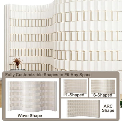 Modern Folding Room Divider for Space Separation, 5.2ft Tall Honeycomb Accordion Privacy Screen, Kraft Paper Portable Freestanding Partition Wall, No Drilling (Style-C, L157.5 x H78.7 Inch)