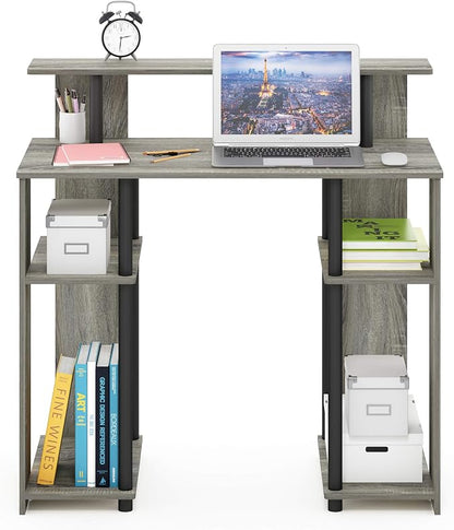 Furinno JAYA Simple Design Computer Writing Desk, French Oak Grey/Black