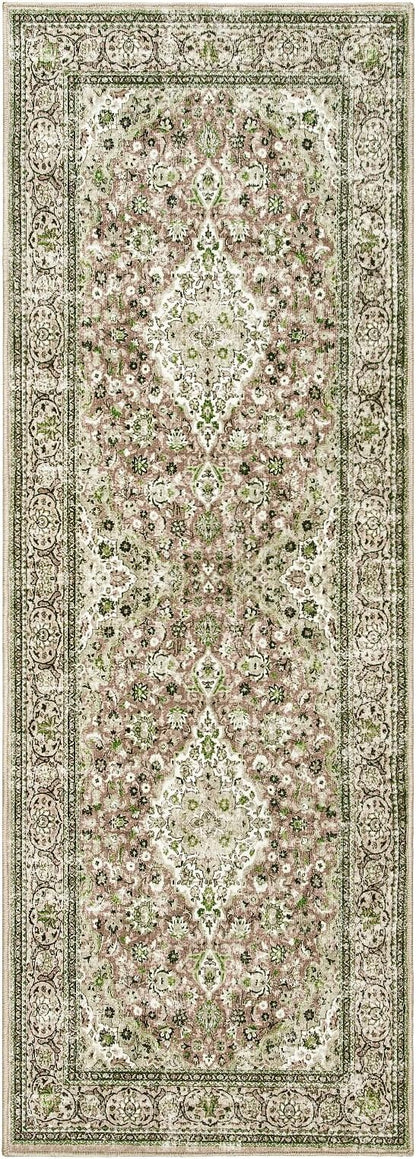 Goideal Washable Runner Rug 2x6, Sage Green Rugs Non Slip, Indoor Low Pile Carpet with Rubber Backing for Hallway Kitchen Bathroom Entryway Bedroom